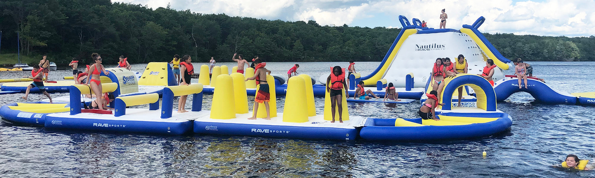 Splash Rave Splash Trax Modular Inflatable Water Park Courses for Lakes | RAVE Sports