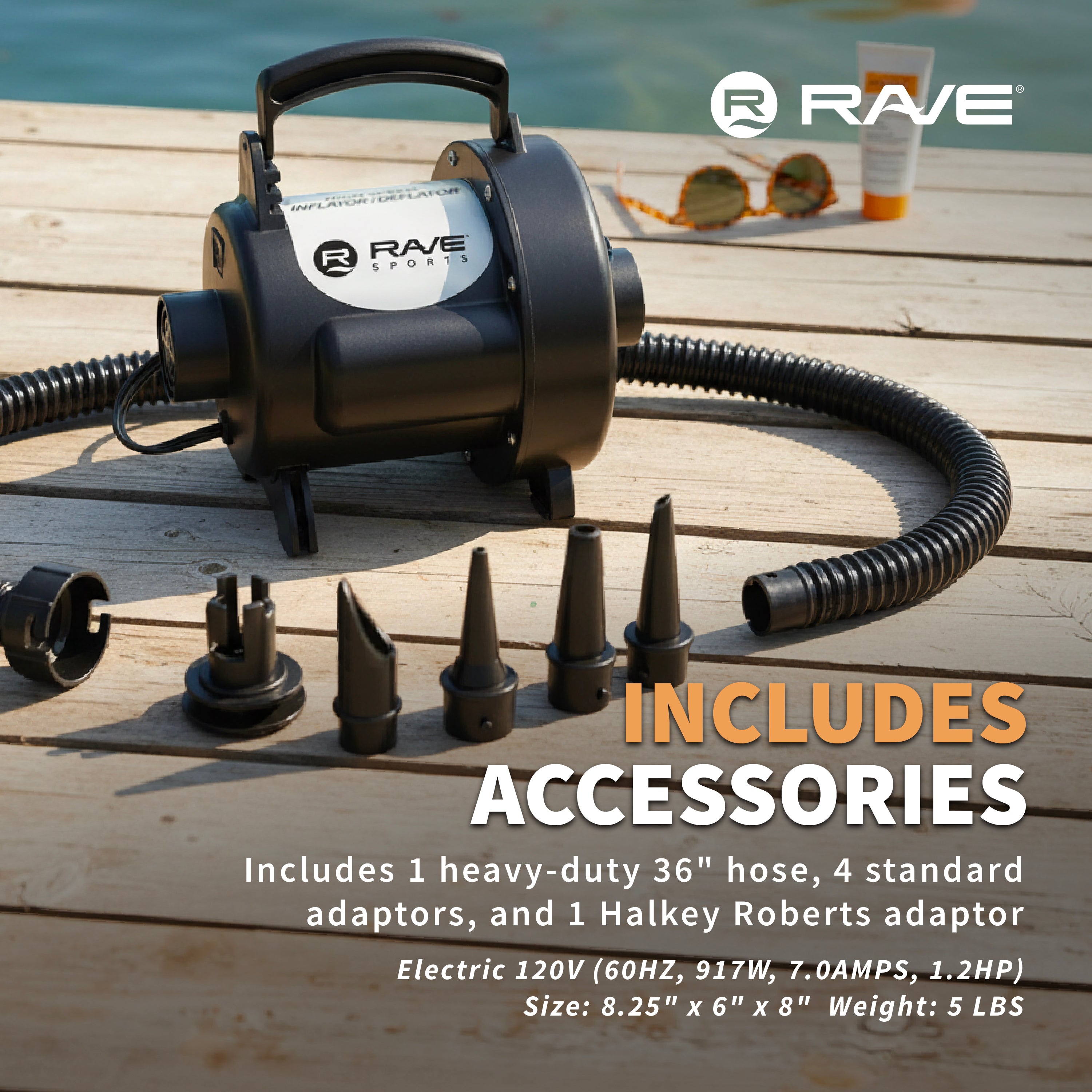 Rave Razor Float Inflater High Speed Inflator/Deflator | Multi Use Pump | RAVE Sports