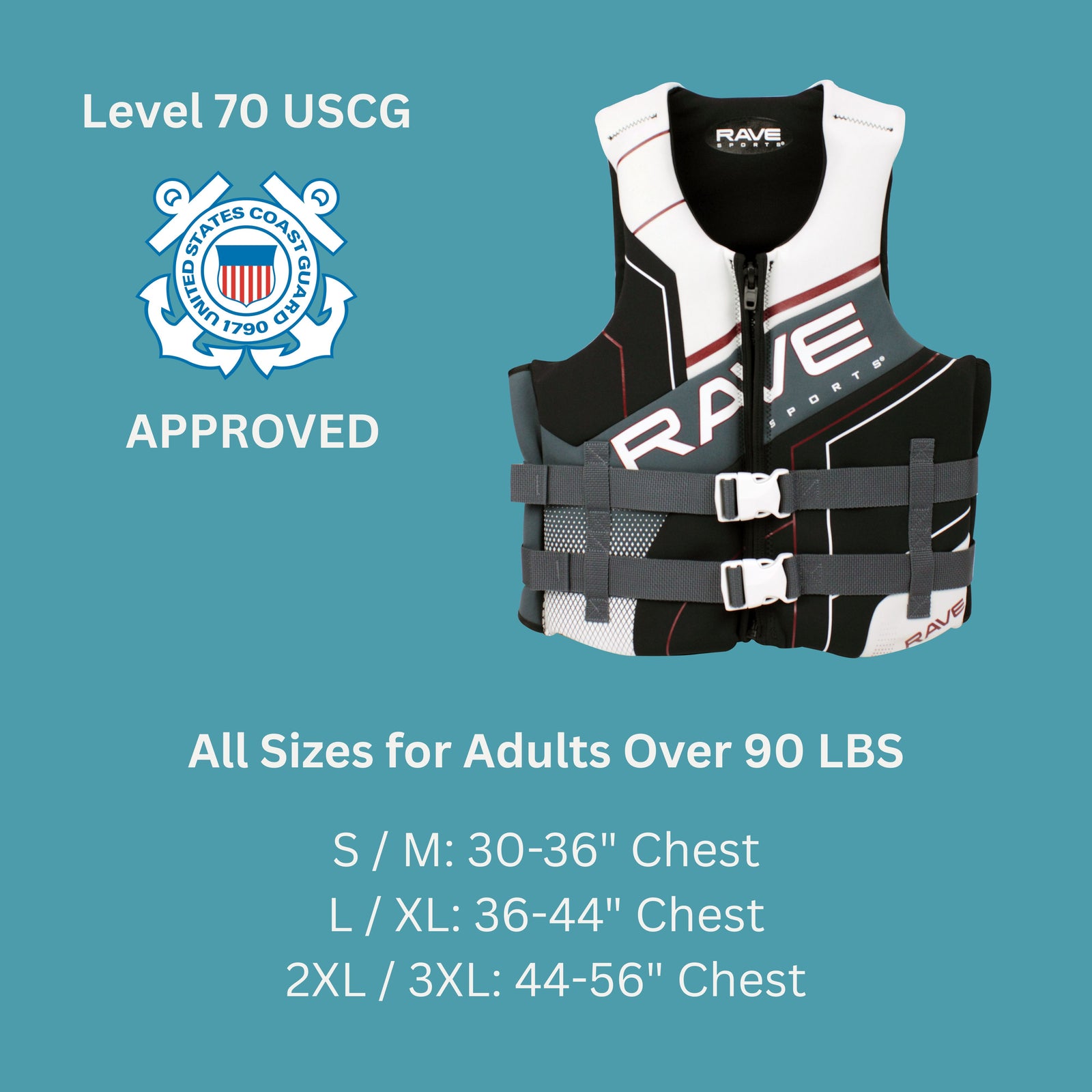 Adult Dual Neoprene Life Vest | RAVE Sports