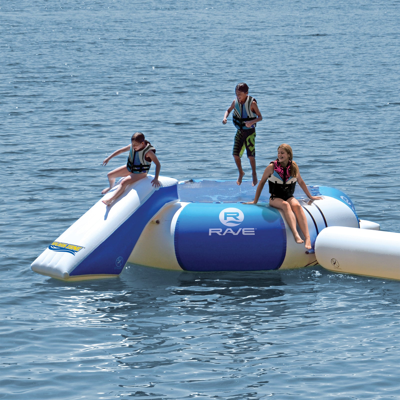 ☆★☆レインボー★非加熱アクアマリンレインボーインクルージョン入り★ Splash Zone Plus 12' with Slide and Log | RAVE Sports