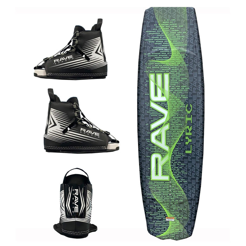 RAVE Sports Wakeboard Green Lyric Wakeboard with Bindings Package