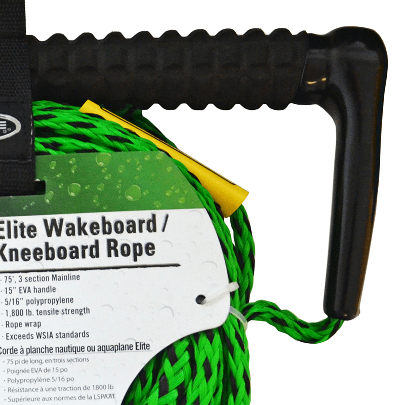 RAVE Sports Tow Rope 75' 3-Section Wakeboard/Kneeboard Rope w/EVA Swirl Grip - Elite