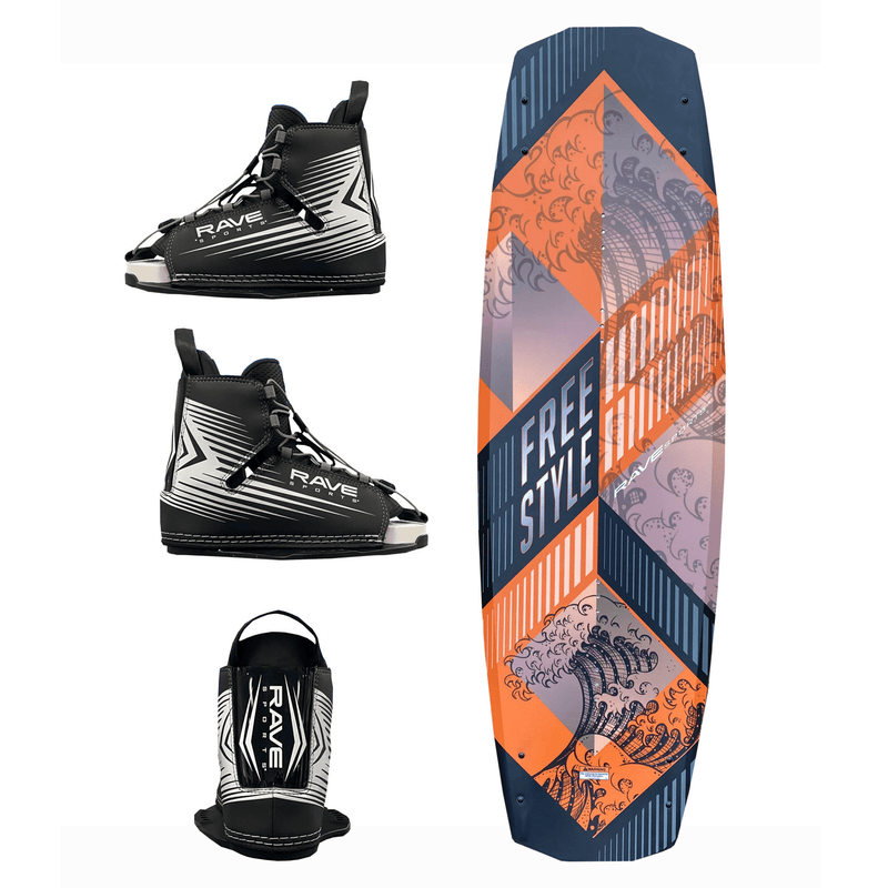 RAVE Sports Wakeboard Orange Freestyle Wakeboard with RAVE boots