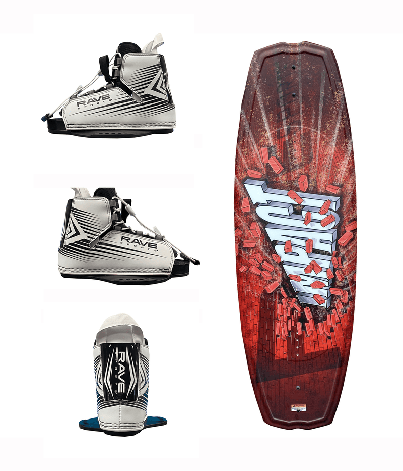 RAVE Sports Wakeboard Jr. Impact Wakeboard with Bindings Package - Red Brick