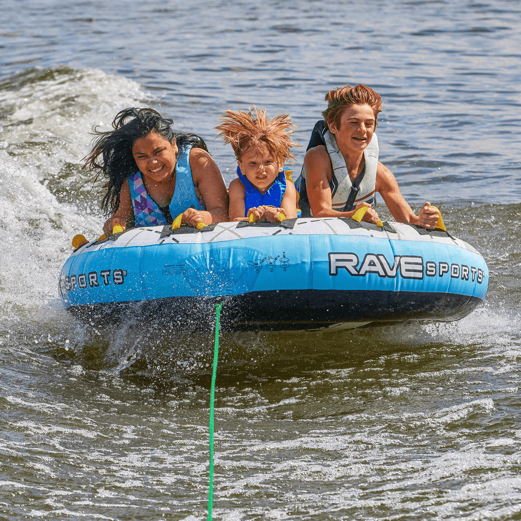 thumbnail image 2 of Towable Boat Tubes RAVE Sports Escape Towable Tube - 1-2 Rider Pontoon Boat Tube With Comfy Seats, 340LB Capacity, Quick-Connect Rope Water Tube 2 of 13